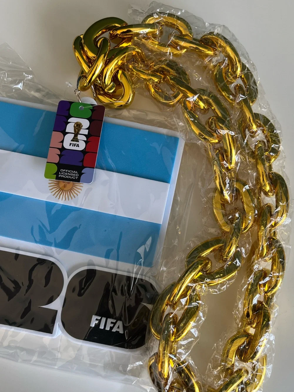 FIFA World Cup USA 2026 Spain Flag Gold Trophyman Necklace Chain Soccer Football